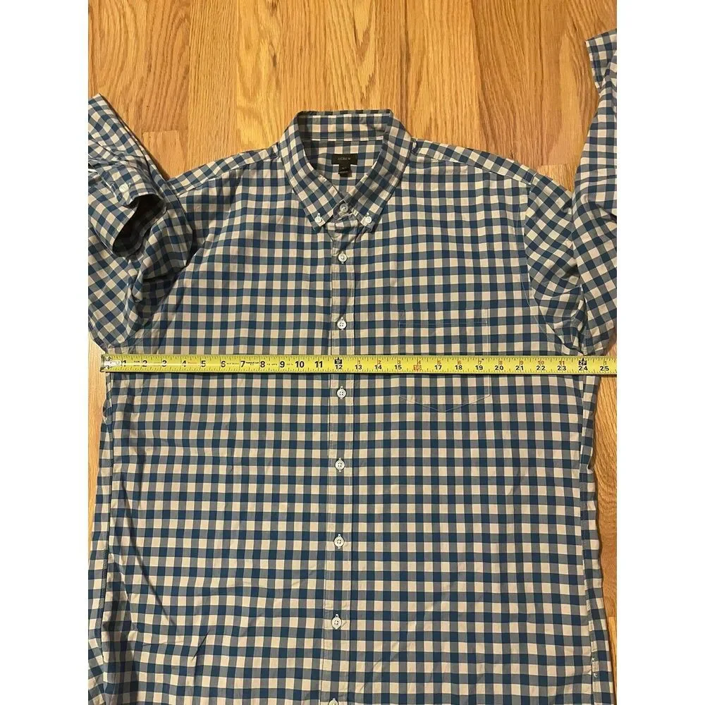 J.CREW Long Sleeve XL Blue Check Button Down‎ Cotton Shirt